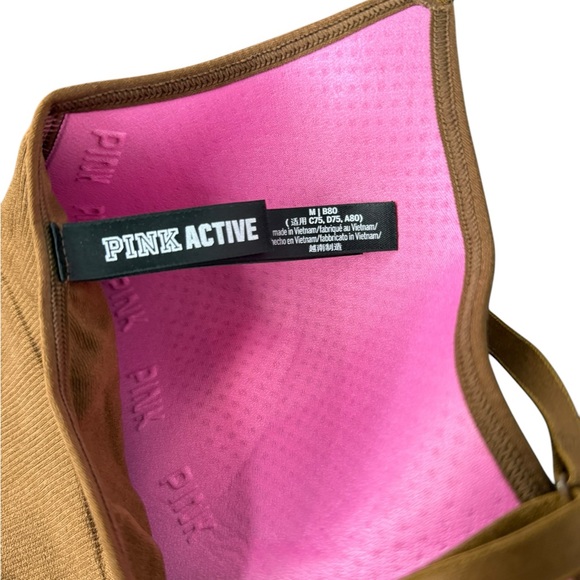 Seamless Longline Sports Bra Medium Brown stretchy racerback crop top - Picture 3 of 3